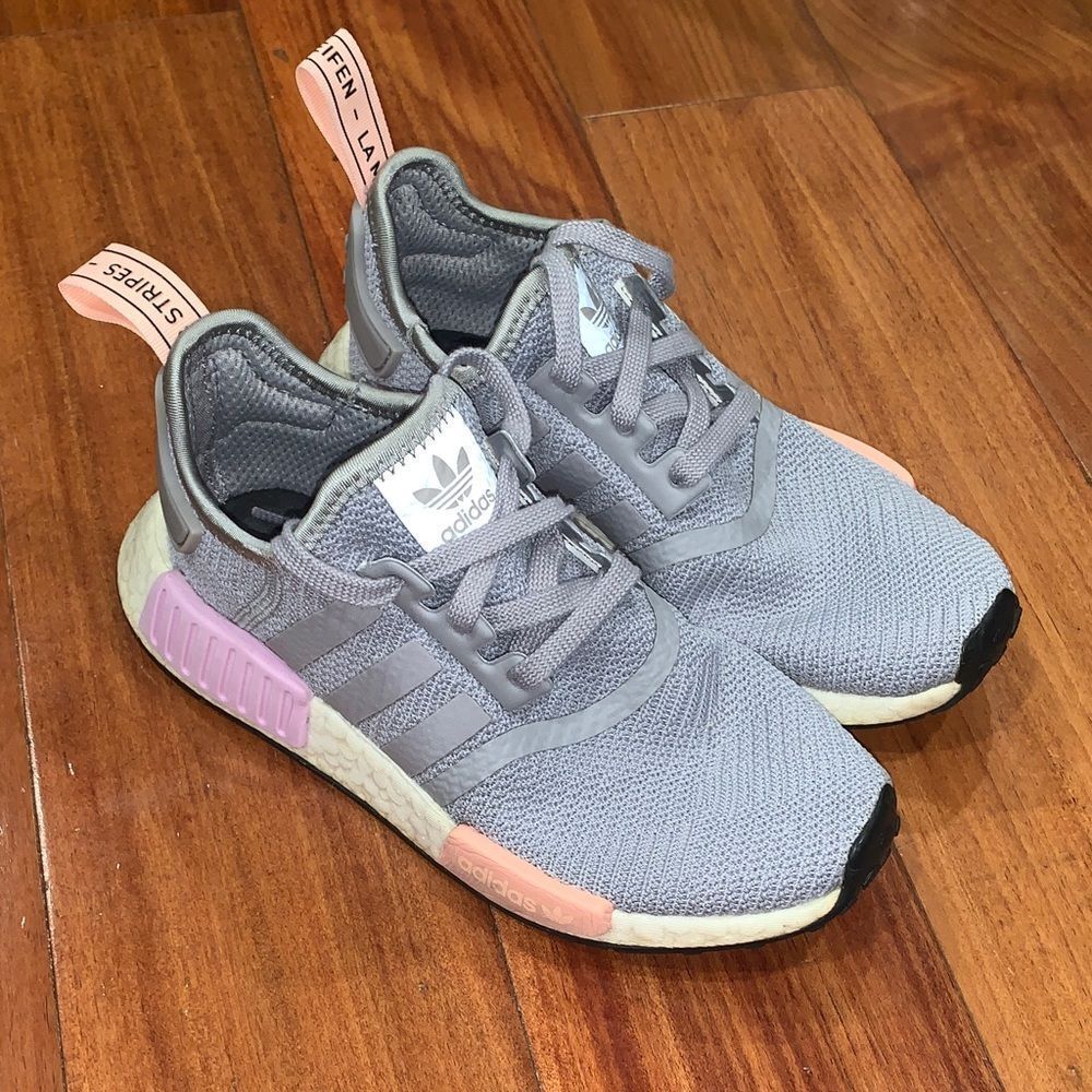 Adidas NMD R1 Gray with Pink Highlights
